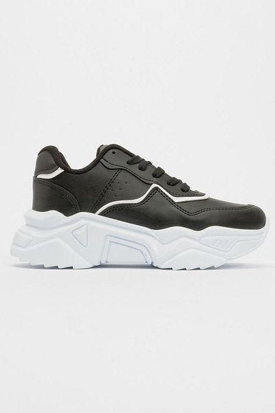 Ccway Lace-up Women's Sneakers - Black White
