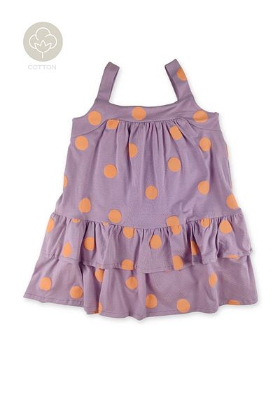 difa kids Culoare Liliac Rochie de vară ocazională pentru fete din bumbac cu bretele cu volane