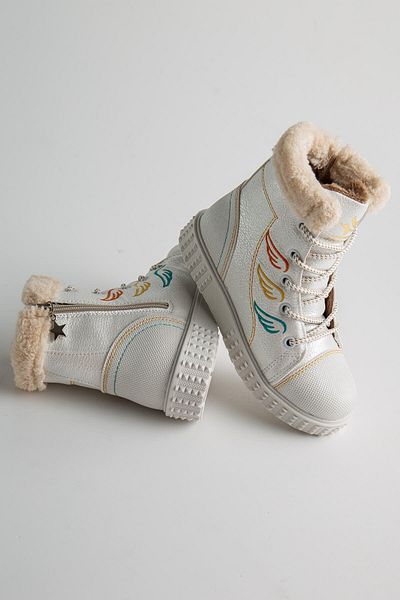Ccway Παιδικά Μποτάκια Lace-Up 26-30 Λευκά