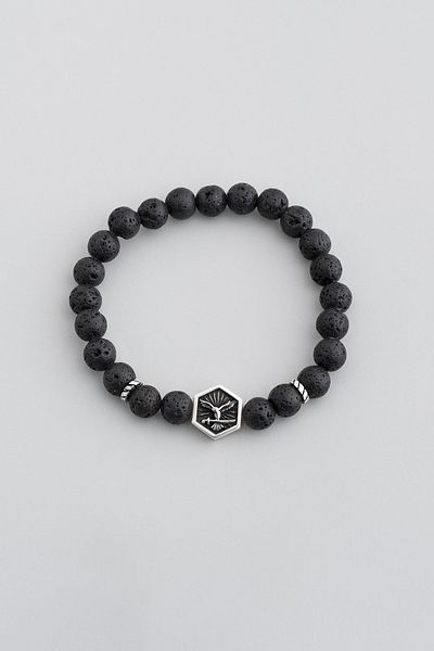 So CHIC... Attila's Blade Silver Lava Stone Adjustable Men's Bracelet