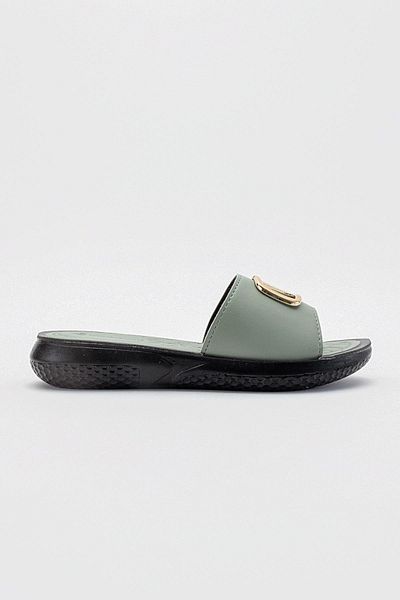 Ccway ΠΡΑΣΙΝΕΣ Flat Slippers Γυναικείες Παντόφλες V-BUCKLE