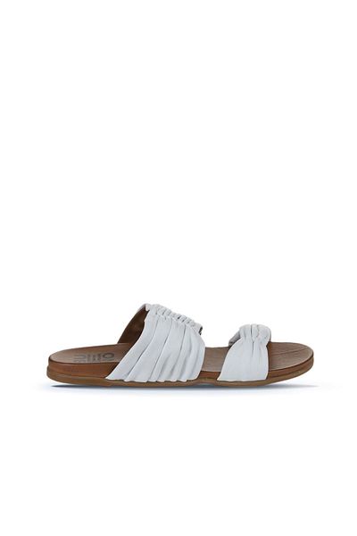 Bueno Shoes 01wu4235 Μοντέλο Λευκές Δερμάτινες Γυναικείες Επίπεδες Παντόφλες