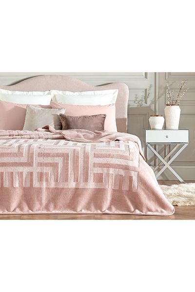 Madame Coco Clementine Mink Emboss Double Blanket - Powder