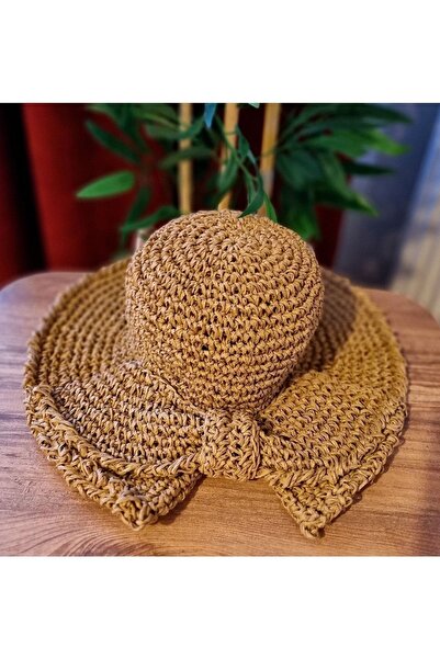 Zuviel Deco Handmade Çocuk Örgü Hasır Şapka, Çocuk Örgü Plaj Şapkası