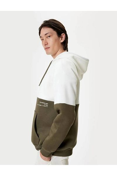 Koton Oversize Βαμβακερό φούτερ με κουκούλα - Τσέπη καγκουρό
