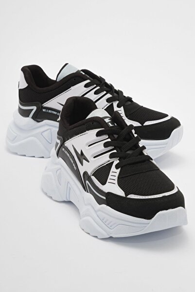 Ccway حذاء رياضي أنوراك نسائي أسود أبيض