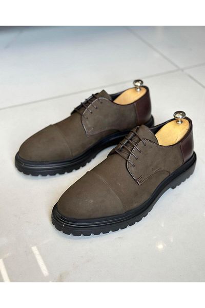 TerziAdemAltun Ανδρικά παπούτσια Nubuck Italian Style - Καφέ, T11205