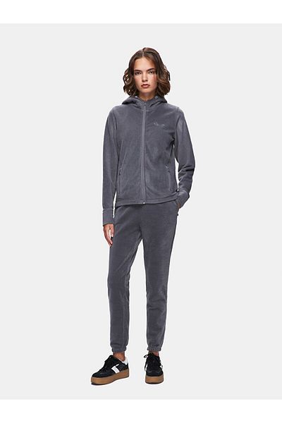 Ltb Plain Hooded Fleece Zip Regular Fit Gray Sweatshirt