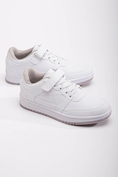 Ccway Cırtlı Bağcıklı Kadın Spor Ayakkabı BEYAZ BUZ