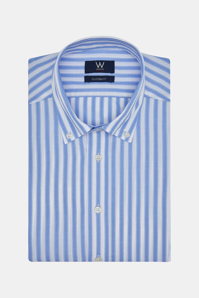 W Collection WHITE LONG SLEEVE STRIPED PATTERNED SHIRT