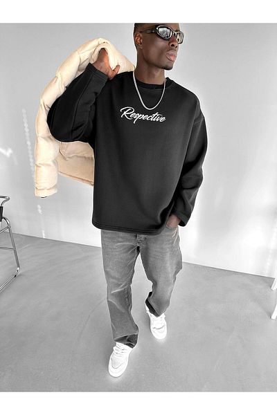 ablukaonline Men's Black Oversize Sweatshirt