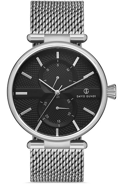 DAVID GUNER Men's Watch with Silver Coated Black Dial Dg-8284Gc-A2