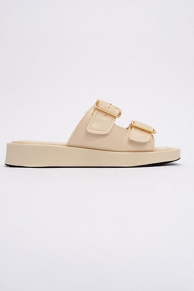 Ccway BEIGE Women's Slippers - Double Buckle