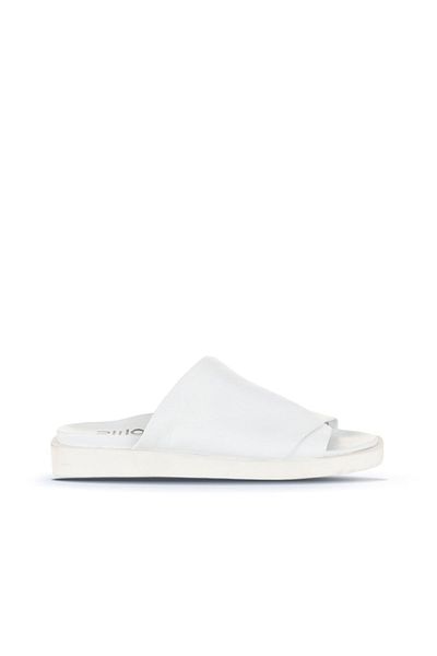 Bueno Shoes Papuci plati din piele albă pentru femei - 01ws2810