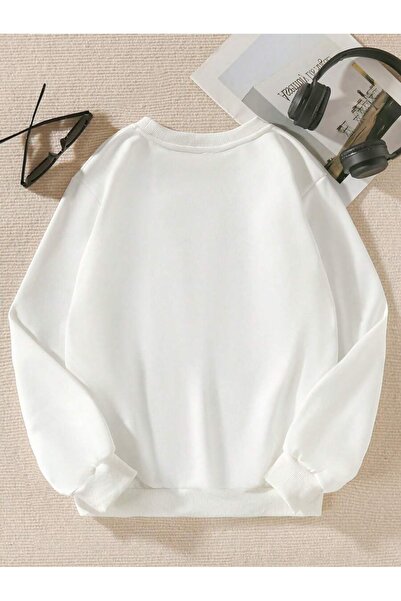 LePold White Crew Neck Dinosaur Printed Girls/Boys Sweatsihrt