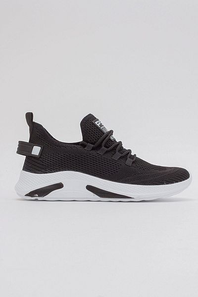 Ccway Tricotaj cu șireturi pentru bărbați Pantofi sport Negru Alb