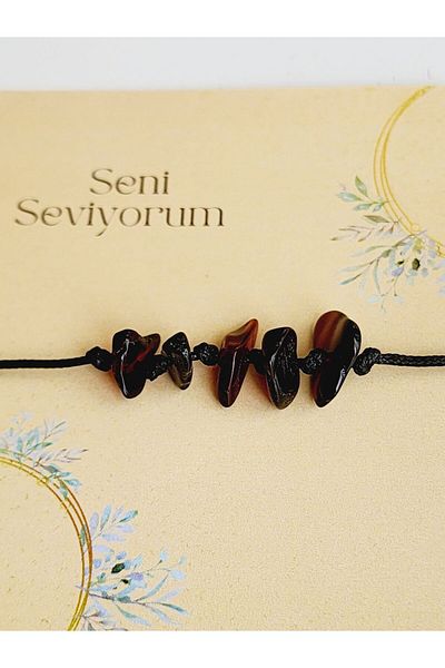 Kehribar Sarayı I Love You Amber Bracelet Elevator Black Rope