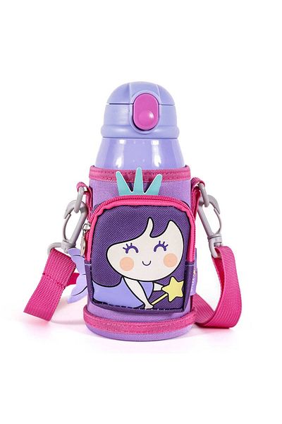 Milk & Moo MILK&MOO Stahl-Kindertrinkflasche mit Tasche Meerjungfrau 550 ml