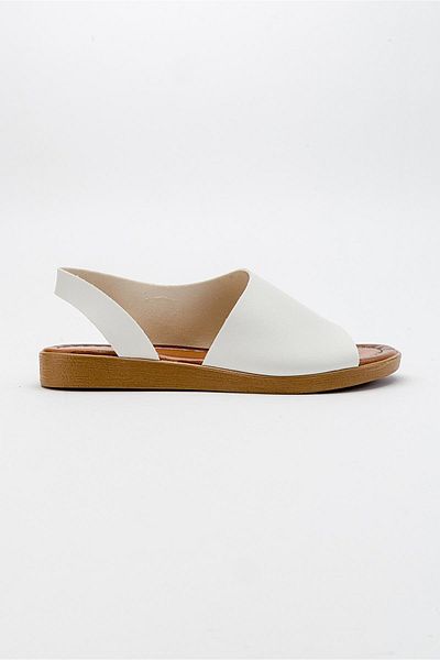 Ccway Wide Single Strap Women's Sandals White Skin