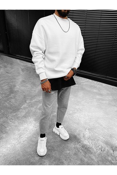 ablukaonline Ανδρικό φούτερ Oversize Ecru - Old School Basic