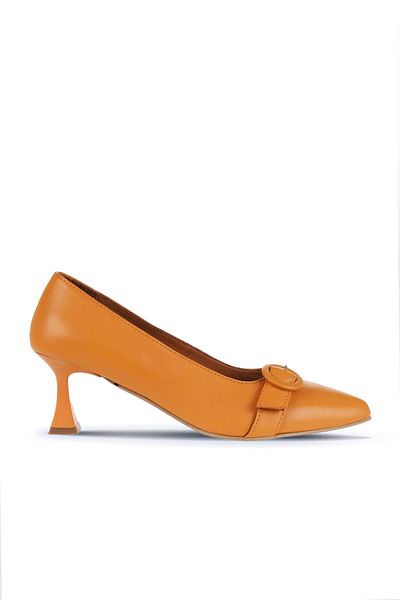 Bueno Shoes Pantofi cu toc de damă din piele portocalie - 01wa1305