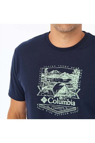 Columbia Tricou cu mânecă scurtă Csc M Lakeside Badge, albastru bleumarin, Cs0232-466