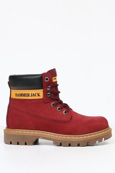 Hammer Jack Genuine Leather Claret Red Nubuck Women's Boots