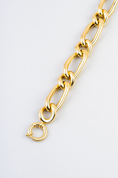 So CHIC... Modern Tasarım 18 Ayar Sarı Altın Kaplama 19 Cm Gümüş Bileklik