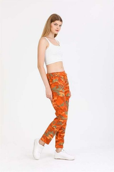 Bohem Stil Italian Waist Tie Camouflage Patterned Skinny Leg Trousers (Size 36-44)