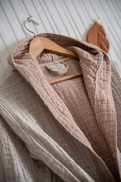 Ecocotton Melinda Children's Bathrobe 100% Organic Cotton Muslin Woven Terra