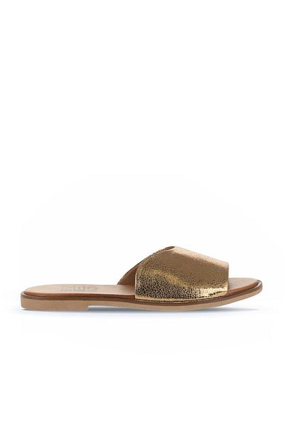 Bueno Shoes Γυναικείες μπρούτζινες δερμάτινες φλατ παντόφλες - 01wa5701