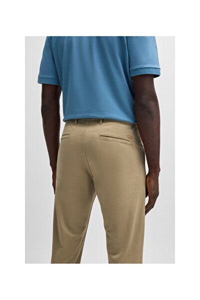 BOSS Esnek Pamuklu Saten Dar Kesim Pantolon