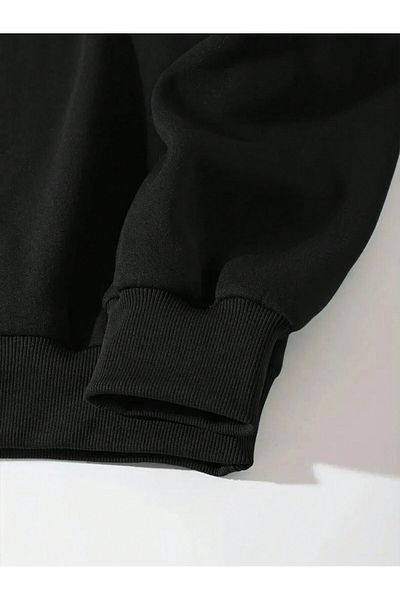 aynewmoda Черен суитшърт с качулка с качулка и принт с разтопен скелет и череп на Хелоуин на гърба