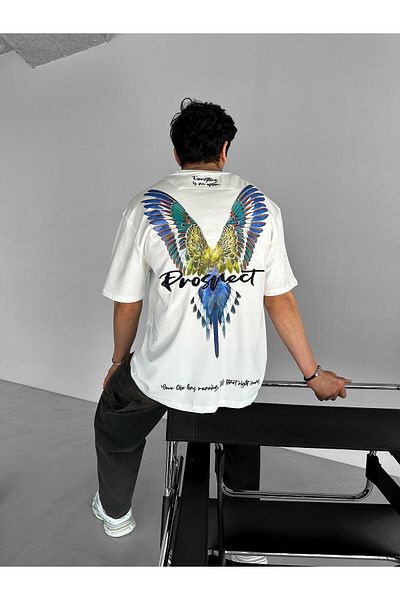 ablukaonline Tricou oversize brodat pentru bărbați - „Everything Is An Option” alb