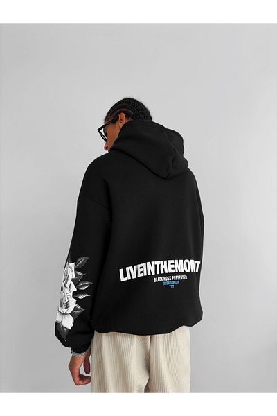 ablukaonline Ανδρικό φούτερ με στάμπα 777 Oversize μαύρο