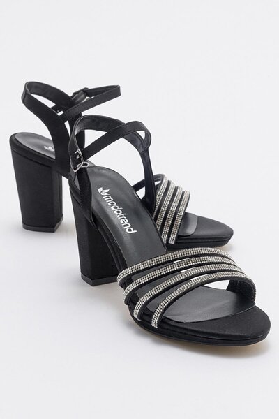 Ccway Γυναικεία Παπούτσια Σταυρωτά Πέτρινα Μαύρα Σατέν