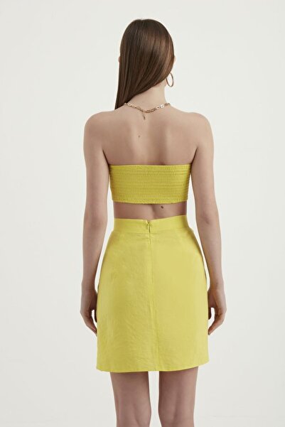 Hiccup Düğmeli Yan Detaylı Yüksek Bel Mini Etek