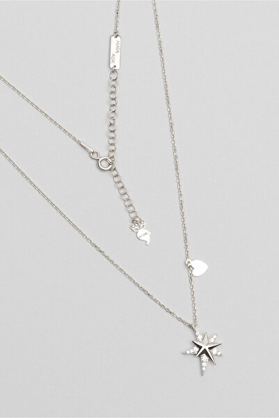 So CHIC... Maia Aşk Yıldızı 18 Ayar Beyaz Altın Kaplama 47 Cm Gümüş Kolye