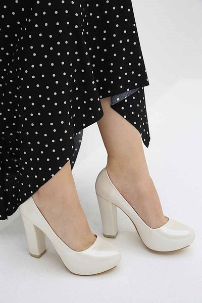Ccway Platform Heeled Women's Shoes - Pearl Skin