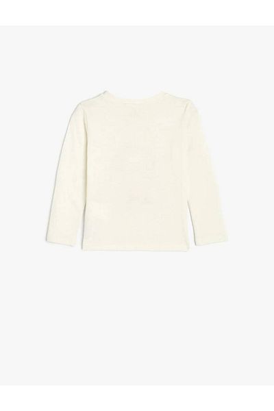 Koton Cotton Long Sleeve Bow Printed Crew Neck Sweat