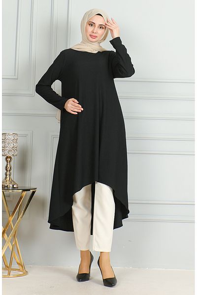 sefamerve Τονίκ ασύμμετρης κοπής Bürümcük Fabric 1032-04 Μαύρο