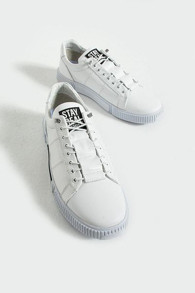 Hammer Jack Basel Genuine Leather White Black Men's Casual Shoes
