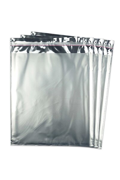 Showparty Lüx Yapışkanlı Hediye Paketi 50x70 Cm-lüks Metalize Poşet Gümüş 10 ...