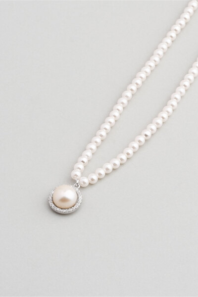 So CHIC... Vintage İnci 18 Ayar Beyaz Altın Kaplama 39 Cm Gümüş Minimal Kolye
