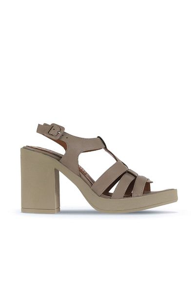 Bueno Shoes Dark Gray Leather Women's Heeled Sandals - 01wa1600
