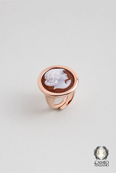 So CHIC... Cameo Italiano 18 Ayar Rose Altın Kaplama Ayarlanabilir Gümüş Yüzük