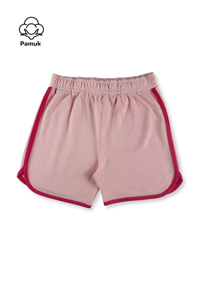 difa kids Fuşya Biyeli Spor Tasarım Yazlık Rahat Pudra Kız Çocuk Şort