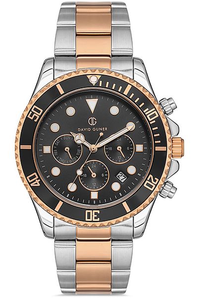 DAVID GUNER Rose White Coated Black Dial Men's Wristwatch Dg-8475Ga-E2