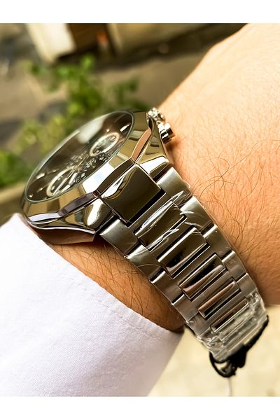 Reward Brand Original Steel Silver Cord Inside Black Color Men's Wristwatch