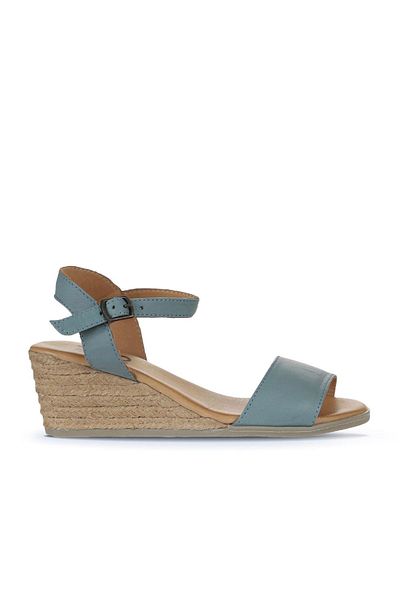 Bueno Shoes Sandale espadrille damă din piele albastră cu toc pană - 01ws11101
